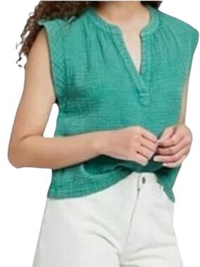 Goa Beachwear By Japna | Green Sleeveless Gauze Crop Top Sz M EUC